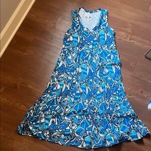 Sail to Sable Blue & White Sailboat Print Maxi Dress